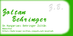 zoltan behringer business card